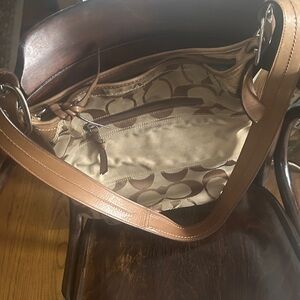 Real Coach Brown Leather Shoulder Bag